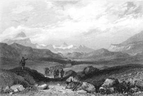 Piccolo Moncenisio. Incisione di R. Brandard su disegno di W.Brockedon (sec. XIX).
