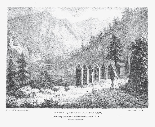 iaggiatore scende verso Susa. Litografia di C.J. Hullmandel su disegno di M. J. Pattison Cockburn (sec. XIX).